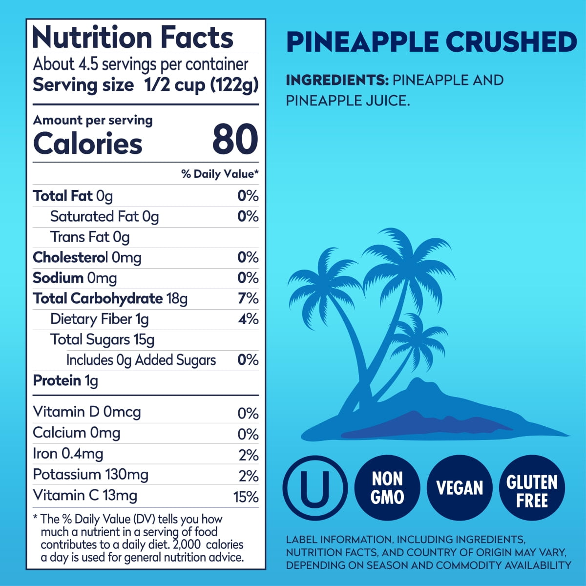 (12 pack) Dole Crushed Pineapple in 100% Pineapple Juice, 20 oz Can
