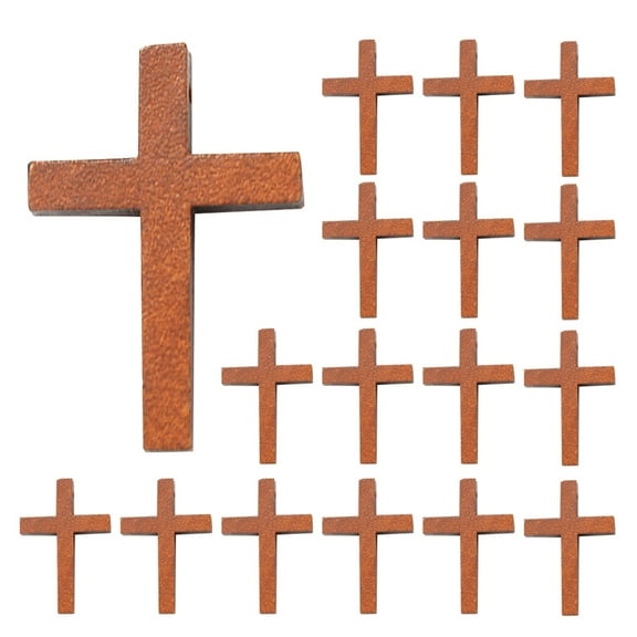 50pcs Small Wooden Cross Pendants Mini Cross Charms for Craft Decorations and Jewelry Making