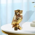 thumbnail image 1 of Estatua de búho dorado, colección de figuras de búhos, adorable adorno único, pequeña escultura de animal para dormitorio, chimenea, estante o repisa., 1 of 8