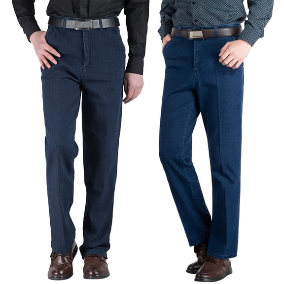 Men's Denim Pants Straight Leg Jeans for Men Regular Fit High Waist Pants Casual Work Commute Trousers Thin Summer Pants Blue 31