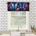thumbnail image 3 of Butterflies Kitchen Window Curtain Valance Blue Butterfly Floral Flowers Romantic Window Valance for Bedroom Bathroom Living Room Dining Room Valances Set 54 by 18 in, 1 Panel, 3 of 6