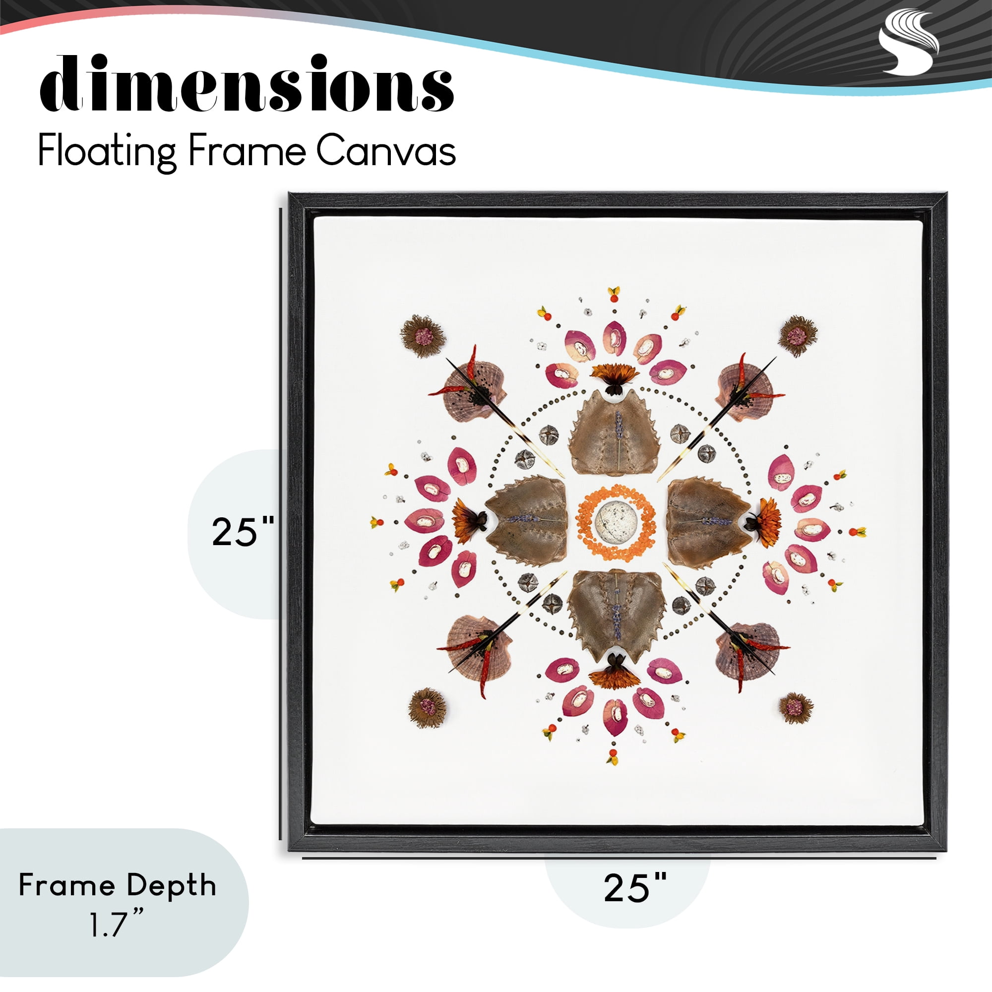 Stupell Industries Symmetrical Nautical Collection Black Framed Floater Canvas Wall Art, design by Beth Adoette