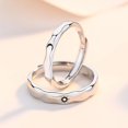 thumbnail image 3 of Anillo Pareja Ajustable, Sol y Luna, Diseño en Forma de Onda, Anillos de Compromiso, Bodas, Aniversario, Anillo Ajustables, Juego de Anillos de Amor para Mujeres y Hombres, Plata, 3 of 4