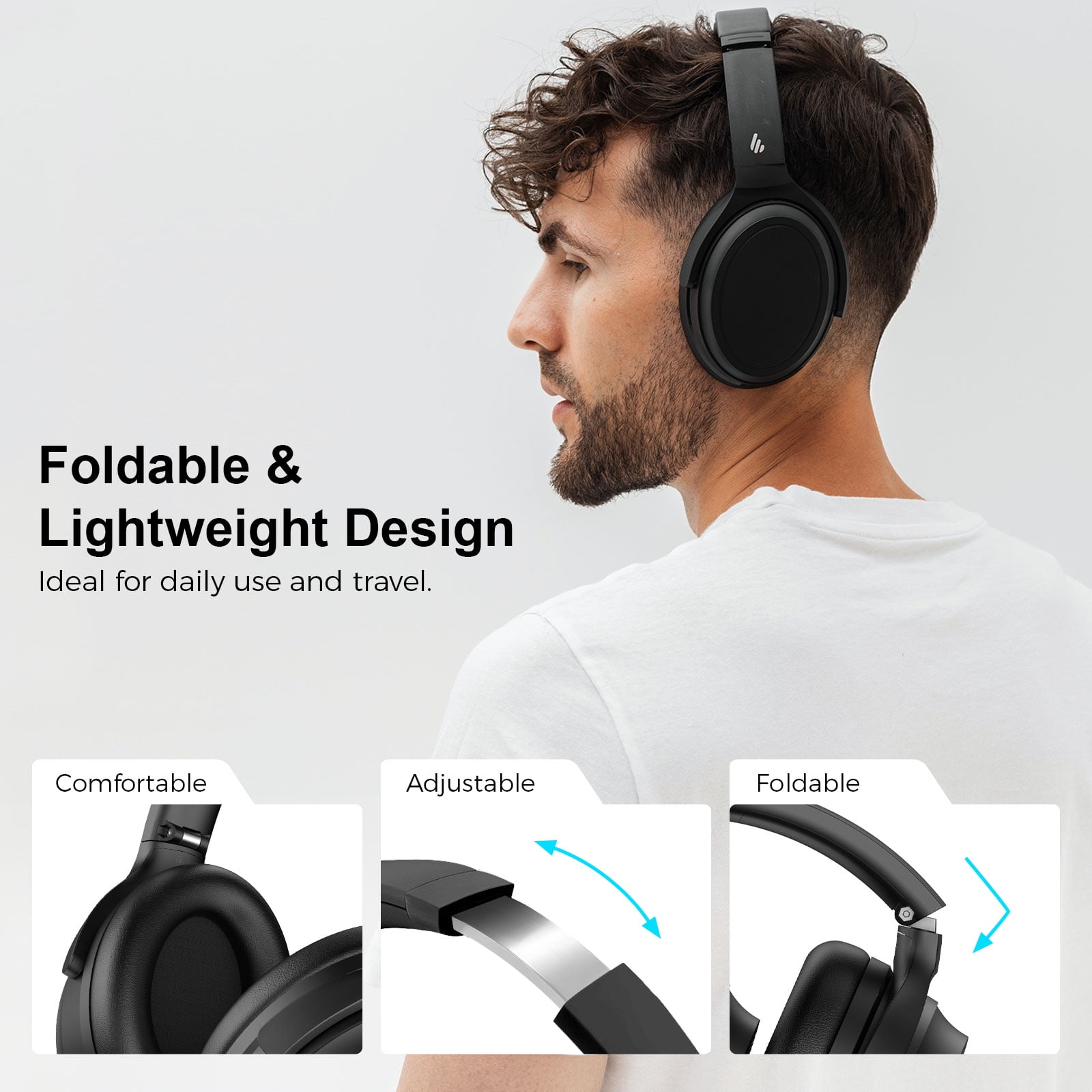 Edifier WH700NB Wireless Active Noise Cancellation Over-Ear Headphones - Black, Holiday Gift