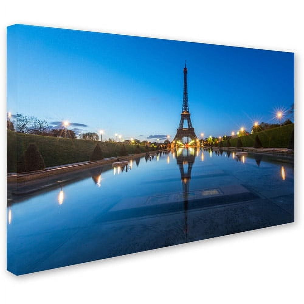Trademark Fine Art "Blue Hour in Front of the Eiffel Tower" Canvas Art by Mathieu Rivrin