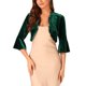 thumbnail image 1 of CHAQUETA DE VELVET PARA MUJER INSPIRE CHIC, MANGA 3/4, FRONTAL ABIERTO, CON VOLANTES, CHAQUETA CORTA TALLA M VERDE OSCURO, 1 of 5