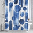 thumbnail image 3 of Abstract Color Block Shower Curtain for Bathroom Decor, Blue White Geometric Modern Art Waterproof Fabric Shower Curtain, 72"x96" Set with 12 Hooks, 3 of 9