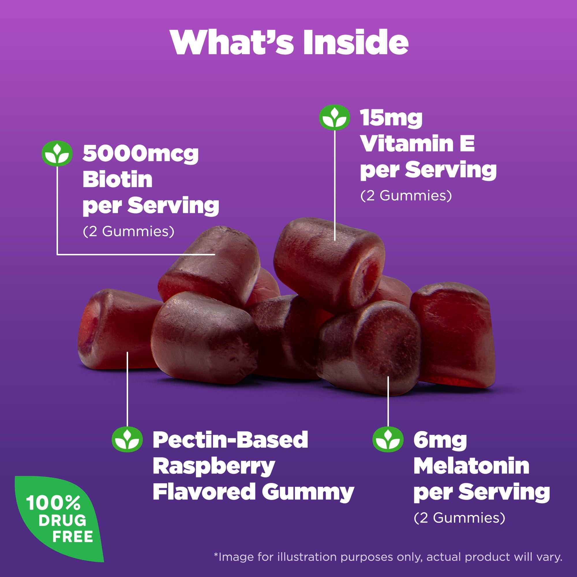 Natrol®  Sleep+™ Beauty, Drug Free Sleep Aid Supplement, For Skin, Hair, Nails, Biotin, Vitamin E, 60 Raspberry Flavored Gummies