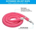 thumbnail image 3 of Unique Bargains 5.5 Feet Pink Velvet Stanchion Rope, Crowd Control Barrier Rope with Snap Hook, Silver, 3 of 6
