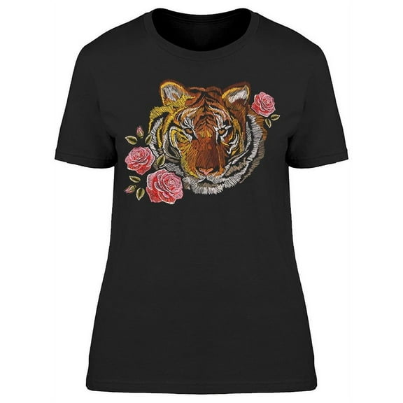Tiger And Roses T-Shirt Women -Image by Shutterstock, Female Medium