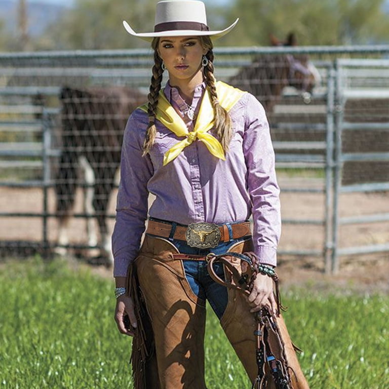 Sendefn Western Cowboy Belt, Longhorn Buckle, Unisex photo 6