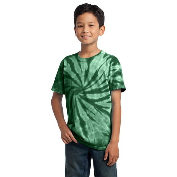 Port Company PC147Y Boys Tie-Dye T-Shirt - Forest Green - XL
