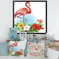 thumbnail image 3 of Designart 'Arrangement with Flamingo and Tropical Flowers' Traditional Framed Art Print, 3 of 4