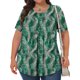 thumbnail image 4 of Top Plisado Gradiente de las Mujeres, Cuello de la Tripulación Manga Corta Blusa Suelta para el Hogar Y el Uso Diario, Ligera Túnica de Moda Casual, 4 of 8