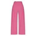 thumbnail image 7 of LLYwey Womens Stretch Dress Pants Ladies Loose Casual and Comfortable Solid Color Flower Bud Waist Strap Pants New Full Length Pants Trousers Regular Fitted Pinky 3XL, 7 of 7