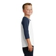 thumbnail image 3 of Port & Company Youth Core Blend 3/4 Sleeve Raglan Tee-S (White/ Navy), 3 of 6