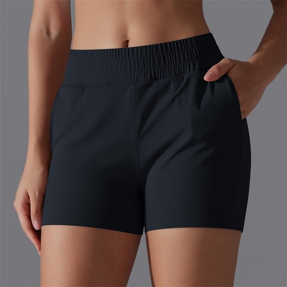 Plus Size Shorts for Women Elastic Waist Summer Solid Casual With Pockets Outing Shorts Pants