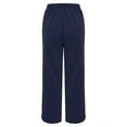 thumbnail image 5 of felwors Womens Wide Leg Pants Elastic Waist Trousers Casual Palazzo Pants with Pockets Navy, M, 5 of 8