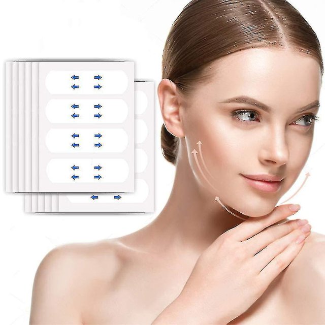 40 Uds. De pegatinas faciales invisibles para cara fina, línea Facial, arrugas, flacidez de la piel, cinta para estiramiento facial en forma de V, Scotch para cara, 40 Uds./juego,11 Feliz Sencillez