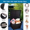 thumbnail image 4 of Gymax 5PCS Patio Rattan Furniture Set Fire Pit Table w/ Cover Storage Cushion Navy, 4 of 10