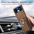 thumbnail image 5 of Compatible with Samsung Galaxy Z Flip 3 5G 2021 Wallet Case and Card Slot Shockproof Protective Case Metal Ring Holder Stand Kickstand Cell Phone Cover for ZFlip3 Z3 Flip3 3Z Women Men Brown, 5 of 9