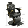 thumbnail image 4 of Baasha Professional Barber Chair, Comfortable Black Salon Chair with Luxury Gold Trim, Reclining Salon Chair with Removable Headrest, 360° Swivel, Weight Capacity Up to 440 lbs - Black, 4 of 9