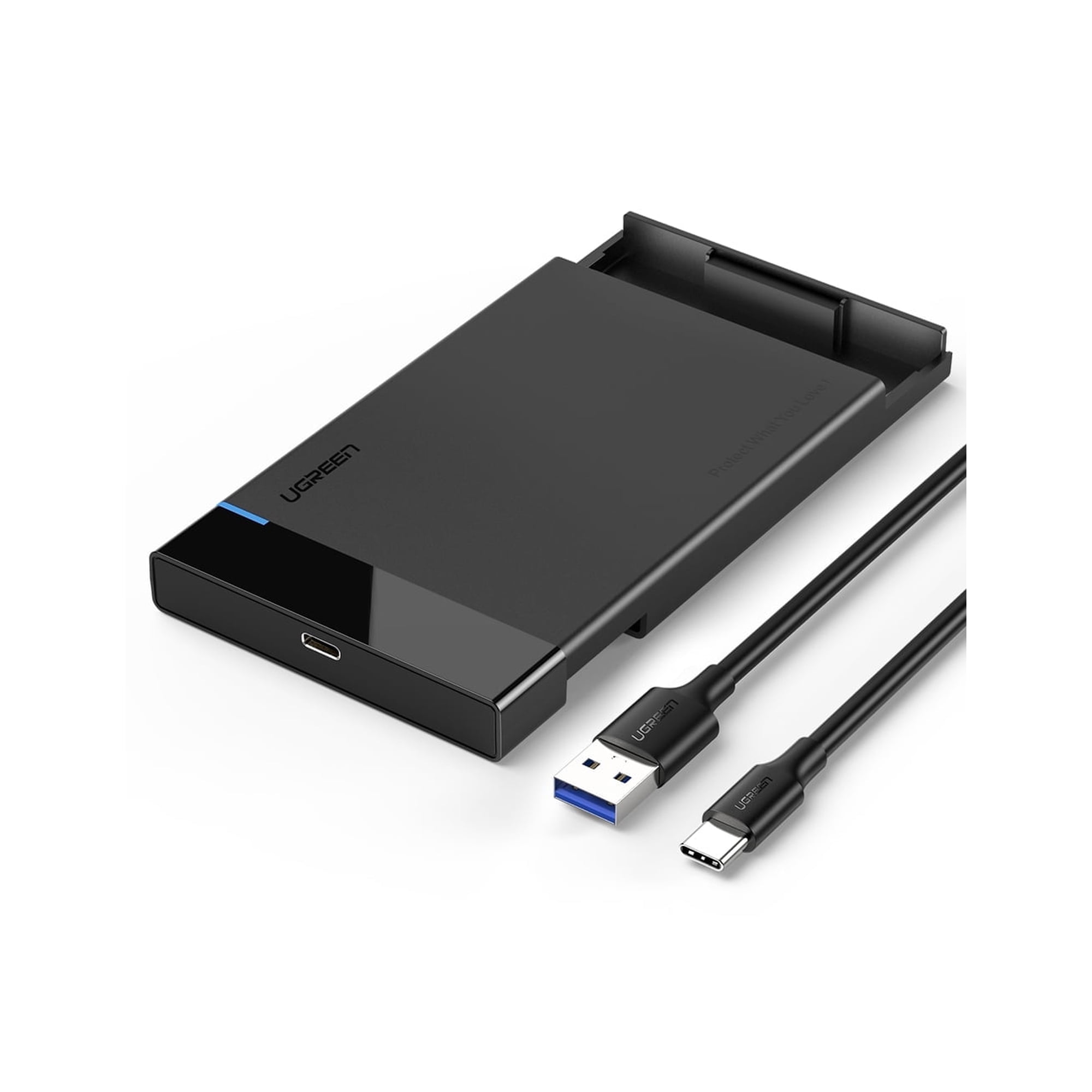UGREEN 2.5 Inch Hard Drive Enclosure, USB C 6Gbps SATA SSD HDD Case, External Drive Adapter with UASP for Laptop, PC, TV, PS4