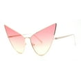 thumbnail image 2 of Retro Funky Bohemian Elongated Metal Rim Cat Eye Sunglasses Gold - Red Yellow, 2 of 4