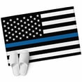 thumbnail image 2 of 2x3 Door Mat Rug, Blue White American Police Flag Non-Skid Rubber Backing Large Rectangle Rugs - Living Room Bedroom Home Office, Honoring Law Enforcement Officers Indoor Floor Carpets Washable Rug, 2 of 9