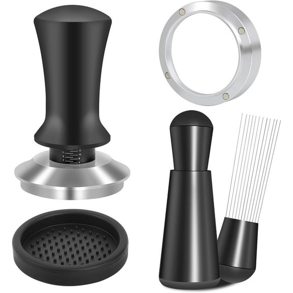 Rubinzhi Coffee Tampers, 51mm Espresso Accessories Kit, Spring-Loaded Tamper, WDT Tool, Dosing Funnel, for Coffee Machine and Portafilter