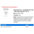 thumbnail image 2 of Head Gasket Set - Compatible with 1996 - 2002 Toyota 4Runner 3.4L V6 1997 1998 1999 2000 2001, 2 of 2