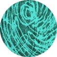 thumbnail image 1 of Ahgly Company Machine Washable Indoor Round Abstract Turquoise Blue Modern Area Rugs, 4' Round, 1 of 4