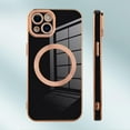 thumbnail image 5 of Designed for iPhone 13 Case for Women & Girls [Compatible with MagSafe] Luxury Plating Gold Bumper Phone Cover Full Camera Protection Cover for iPhone 13 6.1 Inch-Black, 5 of 12