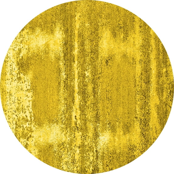 Ahgly Company Indoor Round Oriental Yellow Industrial Area Rugs, 8' Round