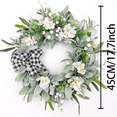 thumbnail image 2 of Spring Wreath 18Inch Artificial Wreath for Spring Summer Indoor Outdoor Home Decor Lambs Ear Wreaths with Berries for Farmhouse Porch Home Wall Window, 2 of 6