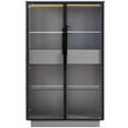 thumbnail image 6 of 60.6'' Freestanding Display Cabinet with 2 Storage Drawers, Pantry with Glass Doors & LED Lighting, Modern Bookcase with Adjustable Shelves for Hallways, Kitchen, Livingroom & Office - Grey, 6 of 6