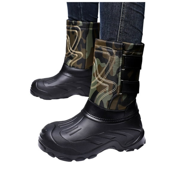 Camo Winter Boots for Men Waterproof Insulated High Top Hook and Loop Snow Booties Anti-Slip Hiking Shoes