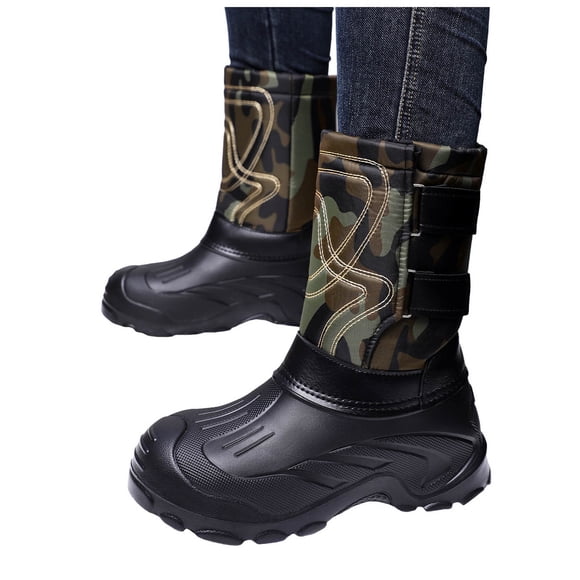 Work Boots for Men Puncture Proof with Steel Toe Waterproof Non Slip Mid Calf Hunting Rubber Boots for Outdoor Manufacturing Construction Farming