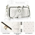 thumbnail image 5 of Compatible with Samsung Galaxy S22 5G Wallet Phone Case Tempered Glass Screen Protector Bling Glitter Crossbody Lanyard Strap Flip Zipper Purse Card Holder Cell Cover for S 22 22S 4G G5 Women White, 5 of 8