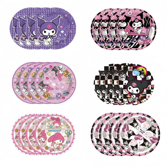 60pcs Cartoon Sanrio Party Paper Plates,7 inch SanrioTheme Party Plates Party Tableware for Baby Shower Kids Birthday Party Table Decoration