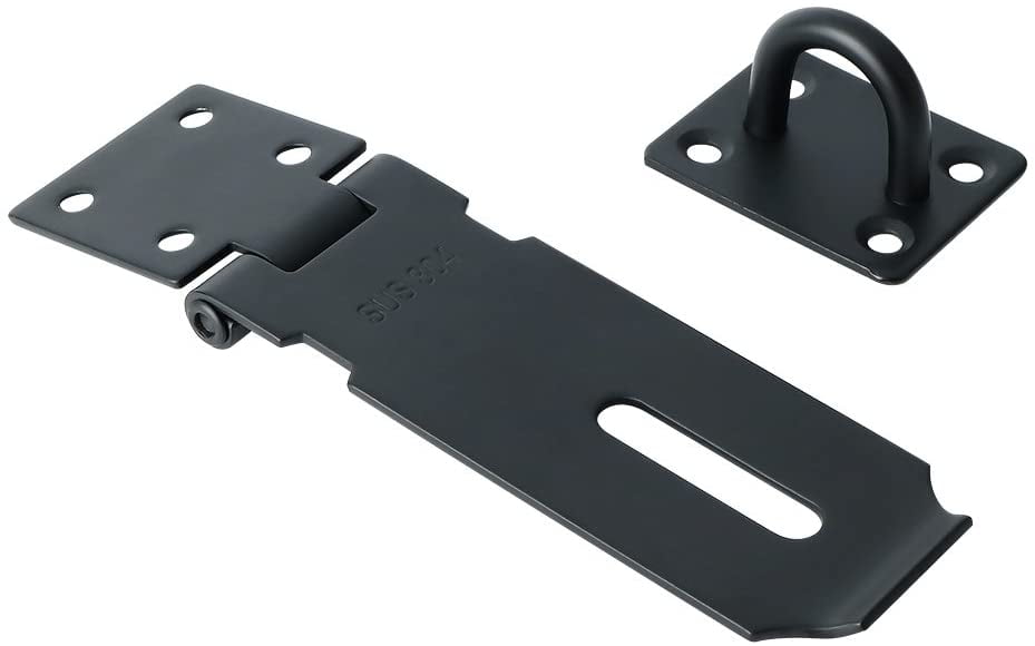 Moraillons De Porte Avec Cadenas - Lot De 2 (4 Et 5 Pouces) En Acier - Pour Portes Extérieures, Garage, Placard - Noir, Vis Incluses