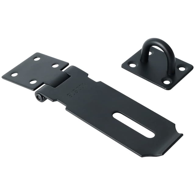 Cerradura de puerta con cierre de candado y tornillos para puerta, muebles, gabinete, cajón, alacena y jardín, 4 pulgadas, acero inoxidable con acabado negro mate brillar Electrónica