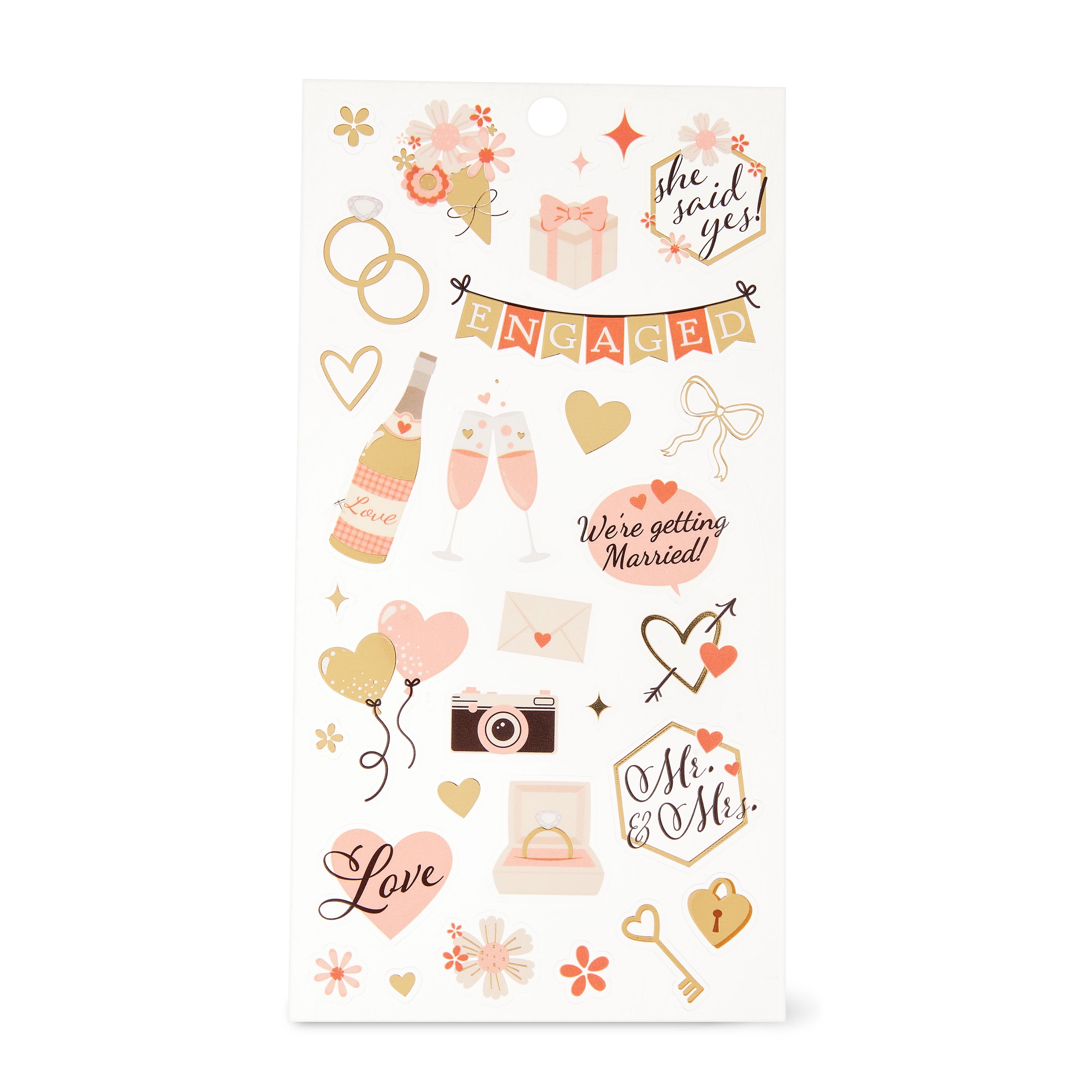 Hello Hobby Multicolor Wedding Engagement Themed Stickers, Wedding Icons, 31 Count