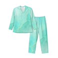 thumbnail image 1 of Fotbe Cyan Mint Marble Pijama de Hombre con Estampado de Manga Larga, Conjunto de 2 Piezas, Ropa de Dormir Suave y Cómoda con Bolsillos-Large, 1 of 7