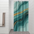 thumbnail image 2 of Teal Gold Marble Pattern Shower Curtain 36"x72" ,Bathroom Decorative Shower Curtains Set with 12 Hooks,Modern Waterproof Washable Shower Curtain, 2 of 6