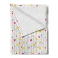 thumbnail image 2 of Yellow and Blue Soft Flannel Fleece Throw Blanket, Vertical Thin Stripes with Little Flowers and Colorful Tulips, Cozy Plush for Indoor and Outdoor Use, 50" x 60", Pink Yellow Pale Blue, by Ambesonne, 2 of 5