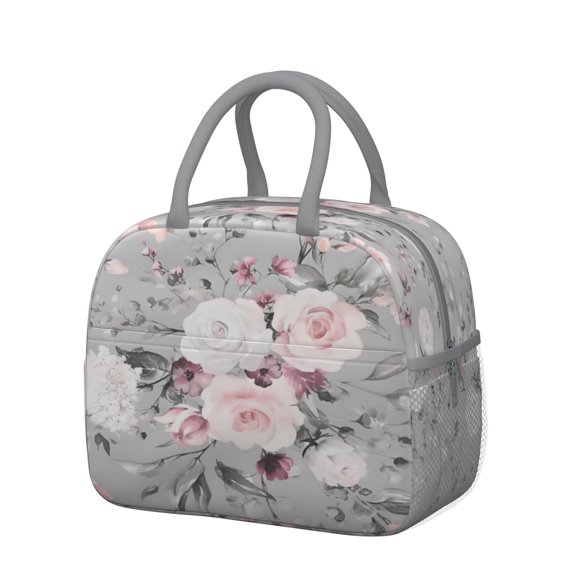 Sac à Lunch à Fermeture Éclair Fleurs de Printemps – Sac Thermique Isolé Portable pour le Travail des Femmes et les Week-Ends