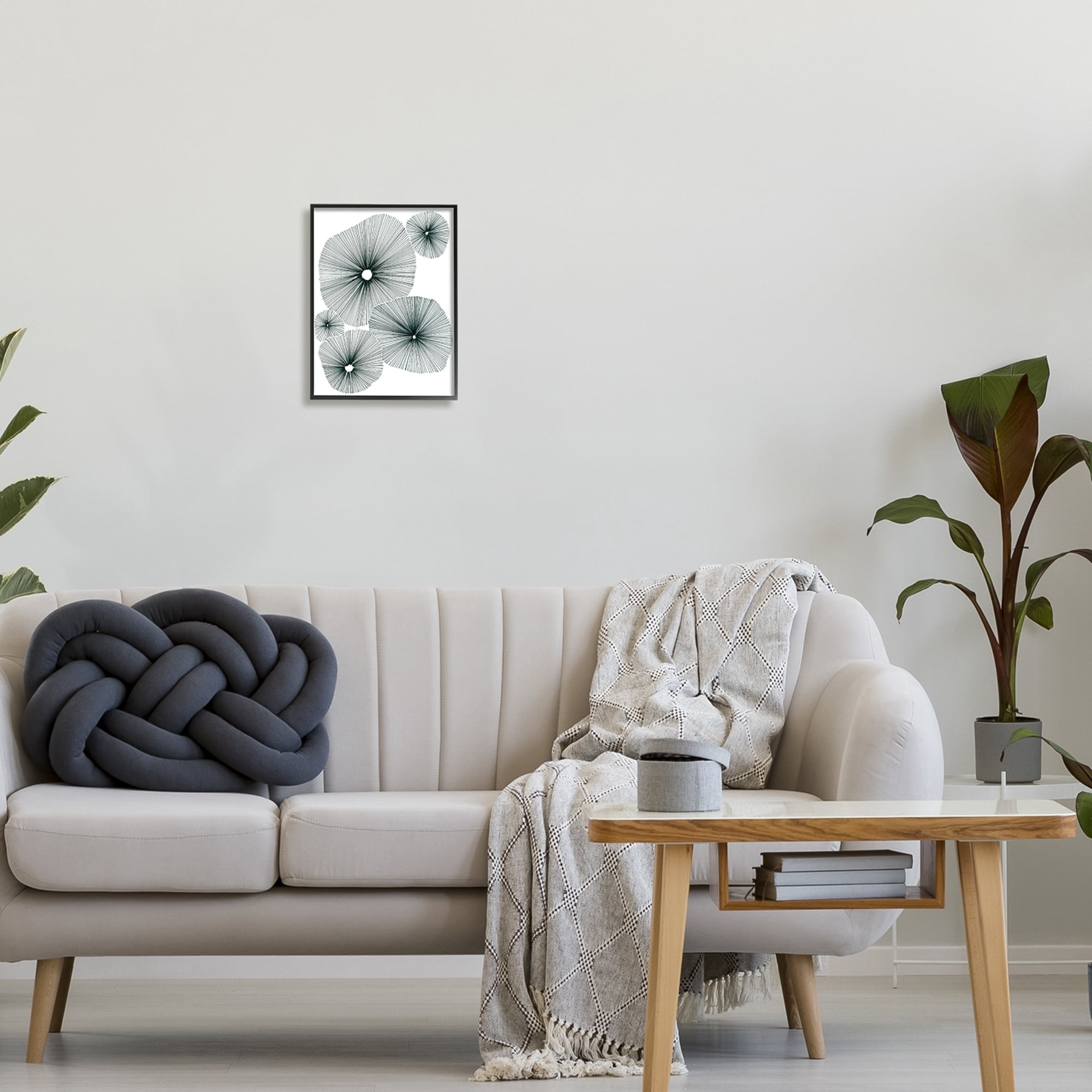 Stupell Industries Abstract Overlapping Flower Shapes Botanical & Floral Drawing Black Framed Art Print Wall Art