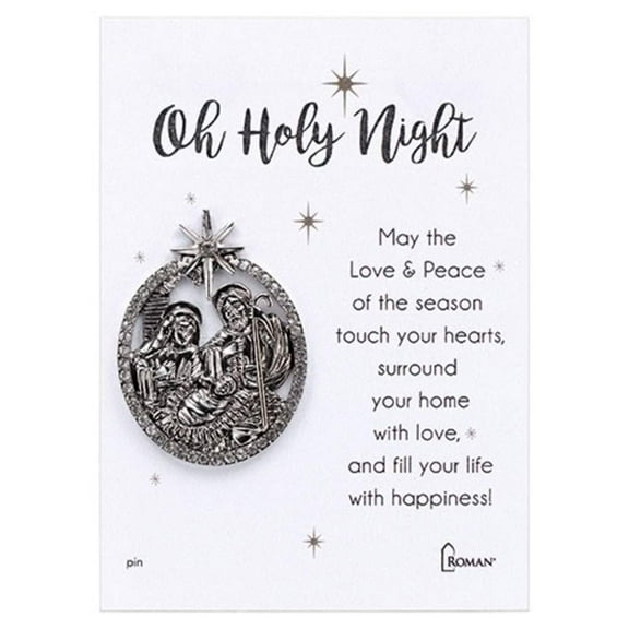 Roman 13746 Oh Holy Night Nativity Pin, 2 inch, Silver