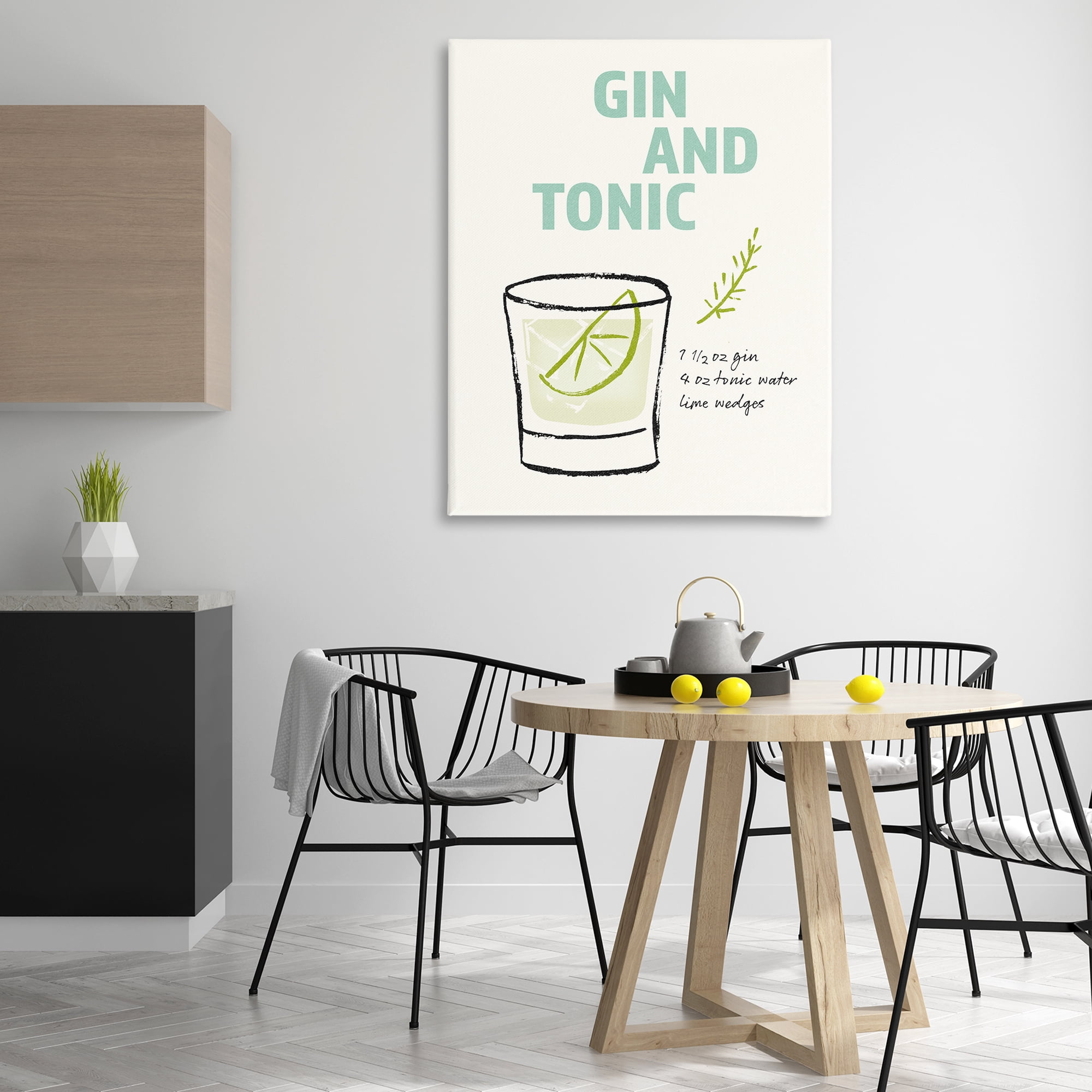 Stupell Industries Gin & Tonic Recipe Food & Beverage Painting Gallery Wrapped Canvas Art Print Wall Art, 36 x 48
